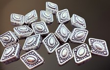 Western Style Silver Plated Metal Stamped Concho Beads 11mm Qty:9