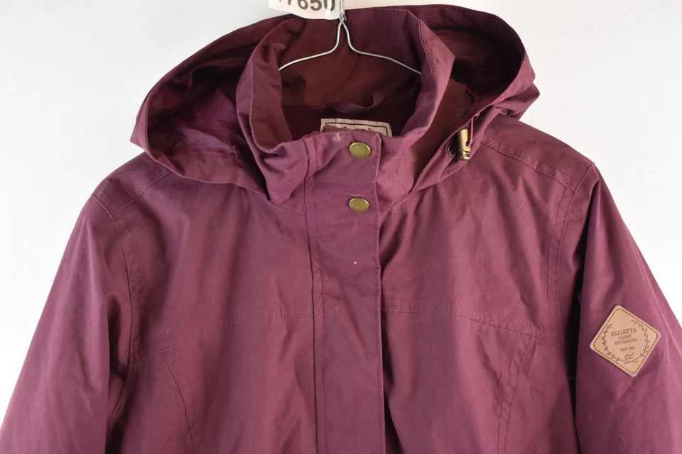 Abrigo de lluvia púrpura REGATTA talla Uk 10 para mujer cremallera completa con capucha informal al aire libre Foto 2 de 4