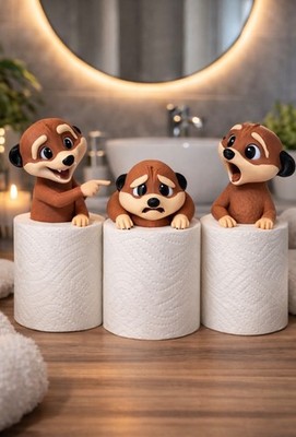 Lustige Toilettenrollen Deko - Erdmännchen Klopapier Figur   witzige WC Deko   3