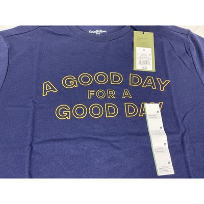 Goodfellow & Co. Mens Navy Blue A Good Day Graphic T-Shirt Crew Neck Medium