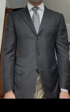 Ermenegildo Zegna Charcoal Grey Suit Blazer Full Canvas 38 Regular Made In Italy