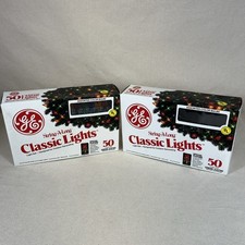 Lot Of 2 Vintage GE String A Long Classic Christmas Lights 50 Color Bulbs