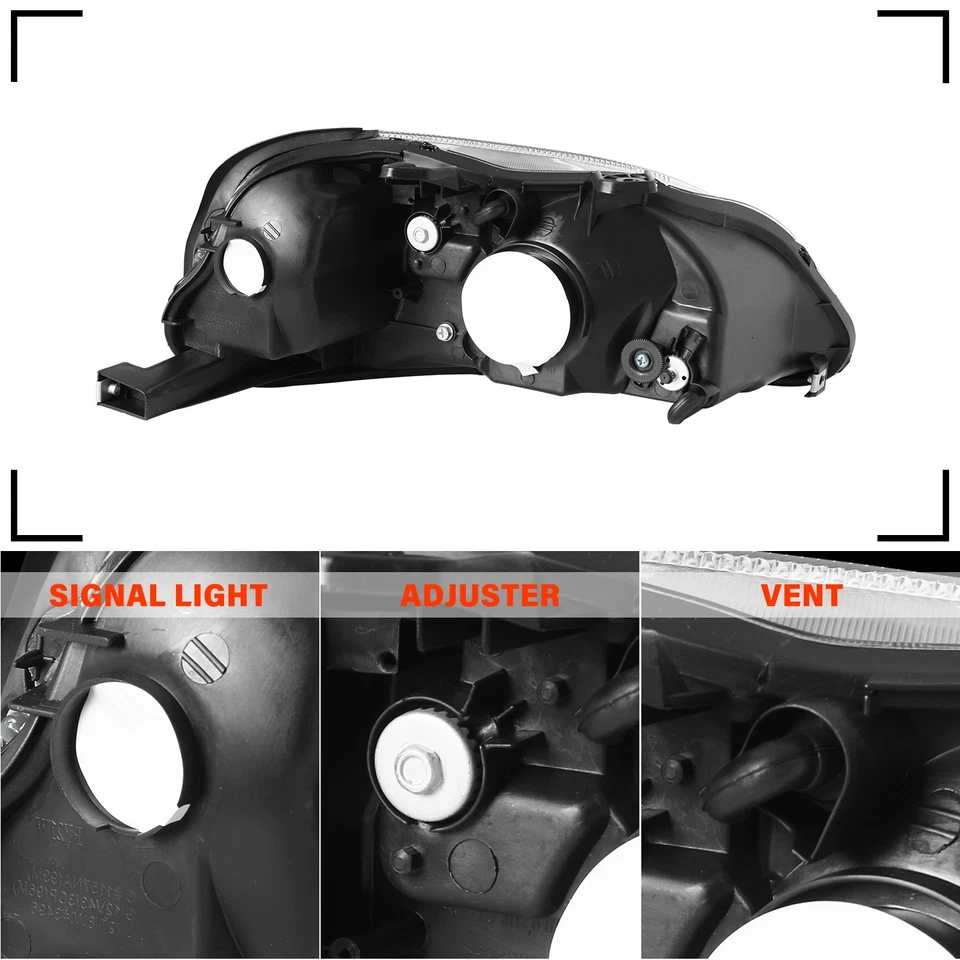 适用于 1999 年 2000 年本田思域 EK 黑色外壳琥珀色转角车头灯总成 — 第 4/4 张图片