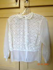 Vntg / Antique Sheer Lace Womens Blouse  Sm / Med  See Measurements  643