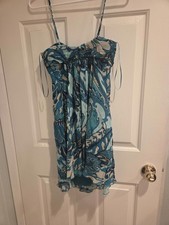 Express size 2 silk green floral Patterned Spaghetti Strap Dress