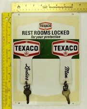Vintage TEXACO Gas Men & Ladies Bathroom Key Holder Painted Metal Signs Original