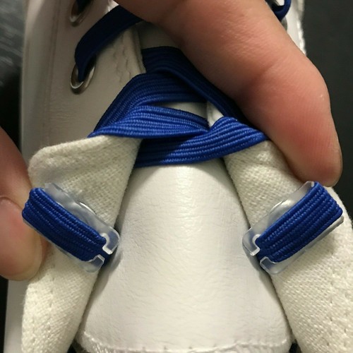 4 pair No Tie Tieless Lazy Elastic Blue Lock Flat Shoe Laces for All Kids Adults - Bild 2 von 19