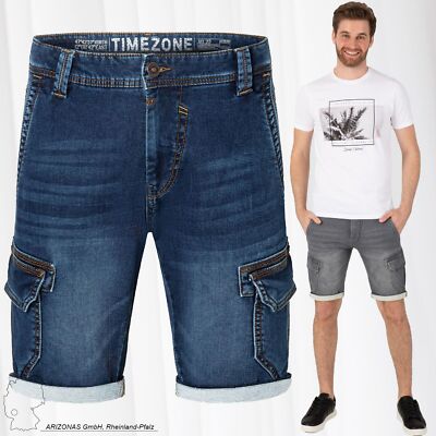 Herren TIMEZONE Cargo Jeans Shorts Kurze Bermuda Hose Denim Pants Knielang NEU