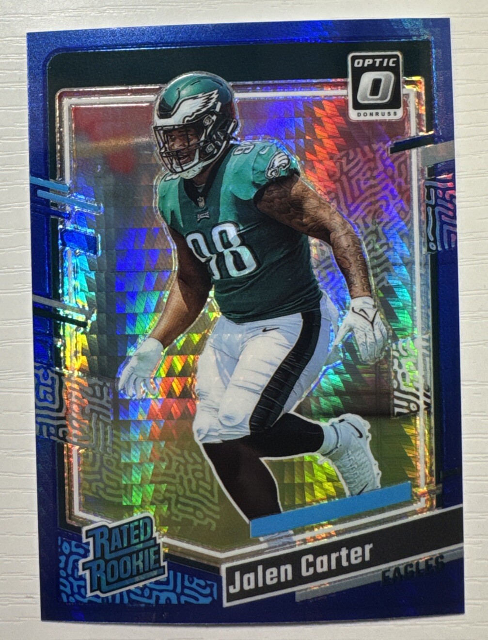 Jalen Carter 2023 Panini Donruss Optic Rated Rookie Blue Hyper Prizm RC #281