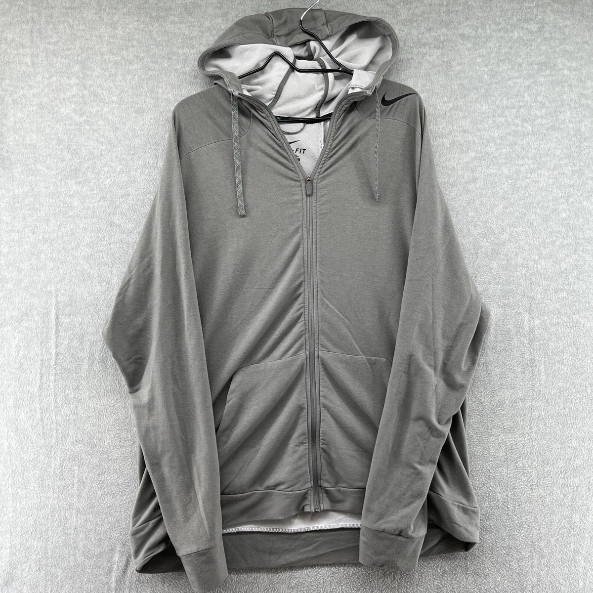 Nike Men s Hoodie 2XL XXL Gray Dry Fit Touch Full Zip Fleece Training Sweatshirt