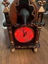 Tekky Animated Skull Clock w/ Raven & Skull, Motion, Lights, Sound Works! VIDEO
