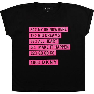 DKNY Kids T-Shirt girls T-Shirt mit Text schwarz pink DKNY MINI ME Gr.128 -172 