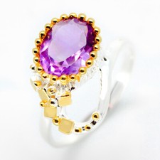 Gift Jewellery Handmade Natural Amethyst Silver Ring 925 Sterling / RVS11