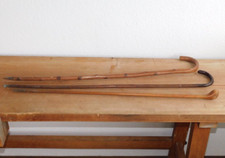 vintage LOT 3 ancienne CANNE de MARCHE en BOIS 87-91-93cm petit pommeau poignee