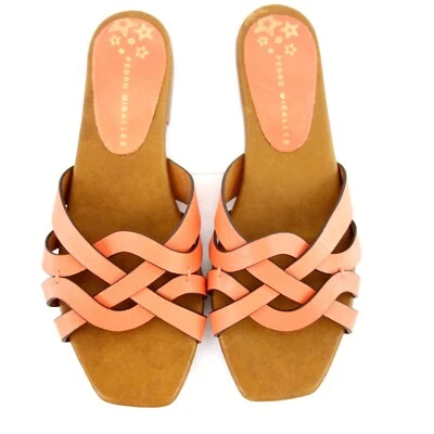Sandalen Pedro Miralles 36 Orange Braun Damen Schuhe Slipper Leder Np 169 Neu - Bild 1 von 4