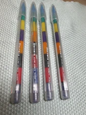NOS Vintage BENSIA Rainbow Pencil Lot of 4 Pop A Point Multi Colored Pencils