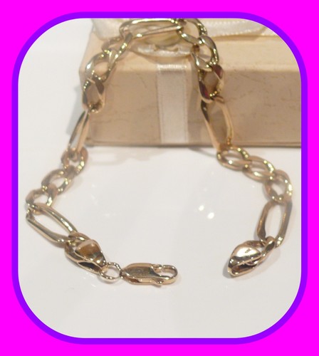 LADIES 3+1 DIAMOND CUT FIGARO BRACELET 