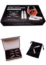 6x Whiskey Whisky Stones Bullet Stainless Steel Ice Cube Wine Chiller Cooler Box
