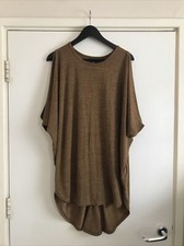 New Look Brown Casual Mini Dress Blouse Top with Short Sleeves, Size Medium