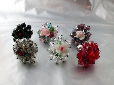  Glasperlen Ring mit Handmodelierter einzigartiger Rose Farbwahl verstellbar