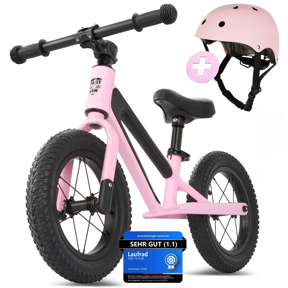 FAST N FUN Laufrad mit Helm im Set für Kinder ab 2 Jahre , Kinderlaufrad 12 zoll