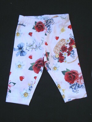 Monnalisa Infant Girl Red Rose Baskets Hearts Leggings Pants NEW
