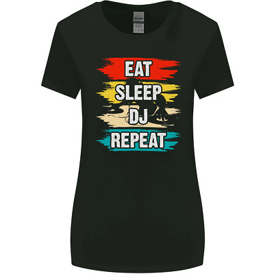 Eat Sleep Dj Repeat Djing Musik Damen Breiter Schnitt Maglietta