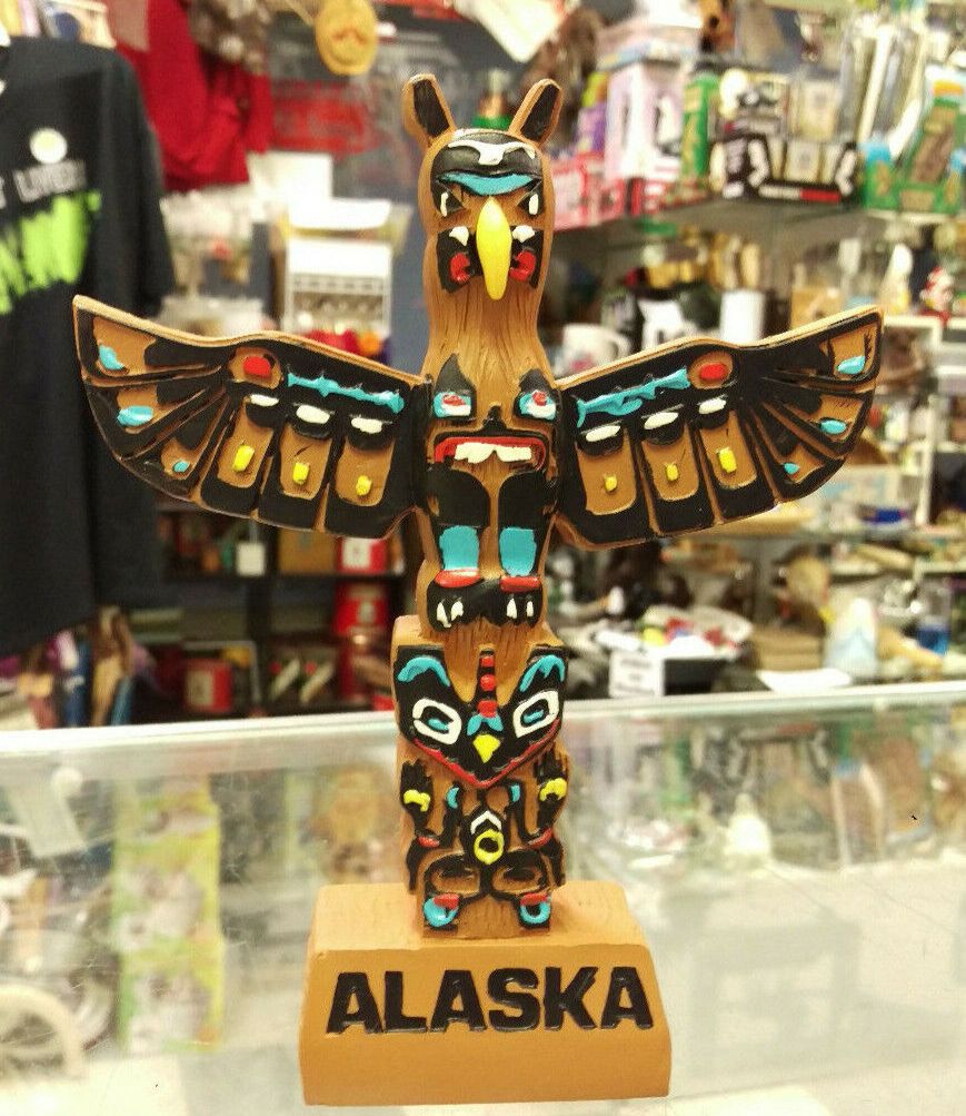 Alaska Souvenir Totem Pole 7 inches tall - Colorful! Polystone Eagle Totem  Pole | eBay