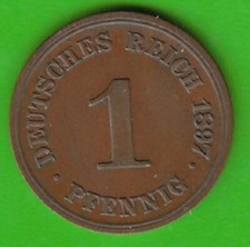 M&uuml;nze Pfennig Kaiserreich 1 Pfennig 1897 G in vz h&uuml;bsch selten nswleipzig