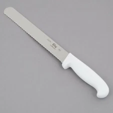  Choice 10" Serrated Edge Slicing / Bread Knife with White Handle