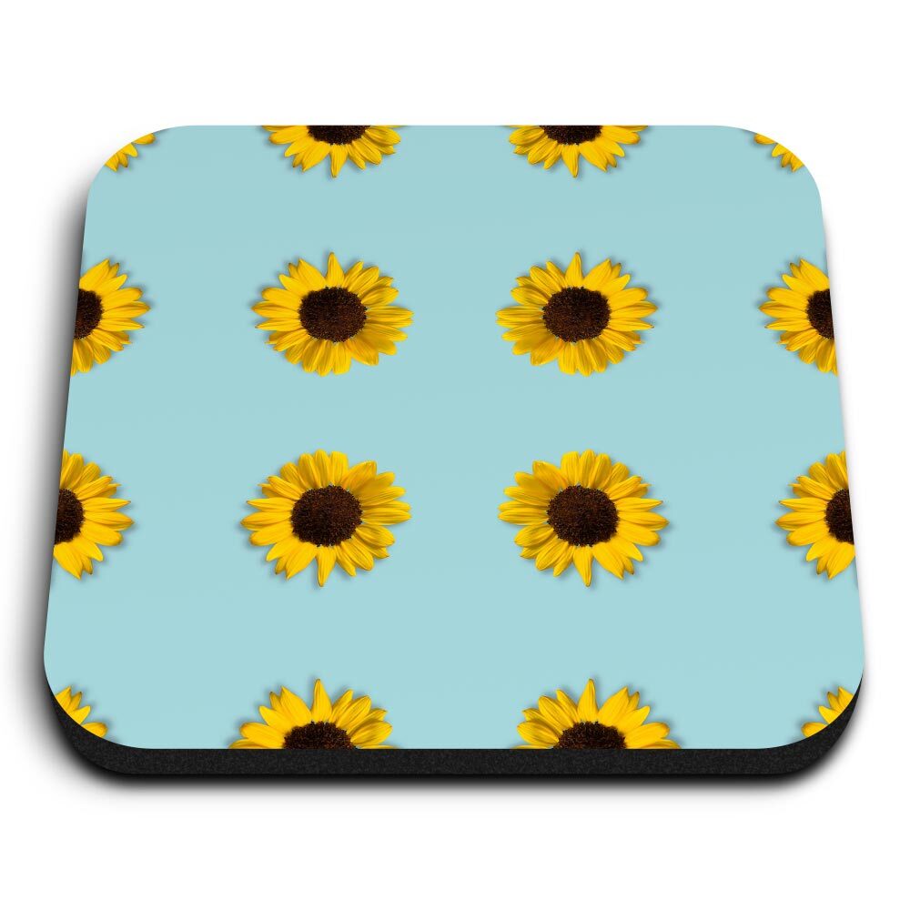 1x Square Fridge MDF Magnet Pretty Yellow & Blue Sunflower Flowers
