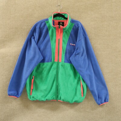 Columbia Back Bowl Fleece Men's XXL Lapis Blue Emerald Green