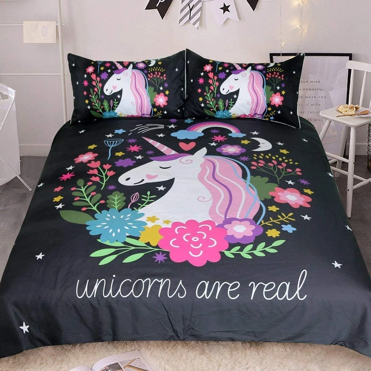 Girls unicorn top twin bedding