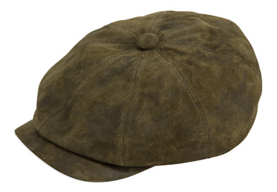 Gamble & Gunn 'Kilburn' Leather 8 Panel Button Top Cap 