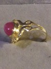 NATURAL EARTHMINED GEM TESTED RED STAR RUBY STAMPED 925 SILVER GOLD RING SIZE 7 — photo 3