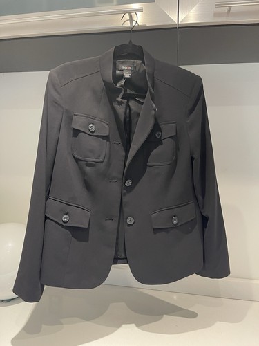 Style & Co Jacket Blazer Button Top Womens Size 12 Black poly Lined Gorgeous - Picture 2 of 10