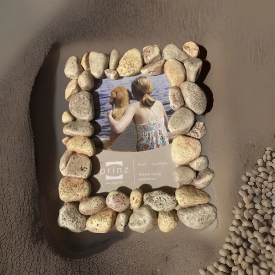 Beach Theme Resin River Rock Stone 4x6 Picture Photo Frame Prinz Rustic - NEW - Image 2 of 4