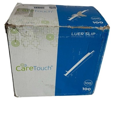 Care Touch Syringe Only 100 count -10mL   Luer Slip NO NEEDLES Open Box