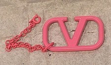 Valentino V Logo Phone Keychain Purse Charm Pink Color GWP New