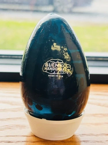 Beautiful, Brand New Solid Blenko Glass Cerulean Egg