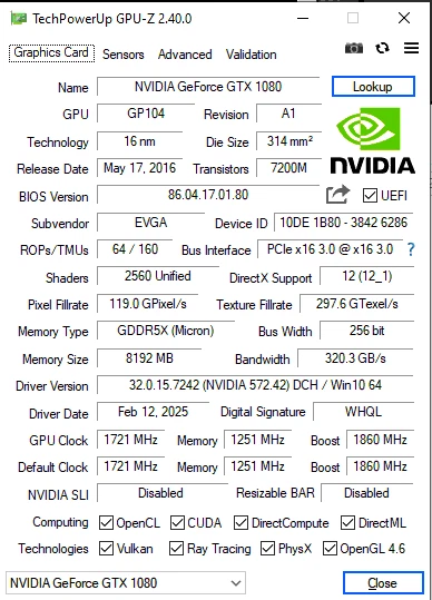 EVGA GeForce GTX 1080 FTW 8GB GDDR5X - Image 3 of 3