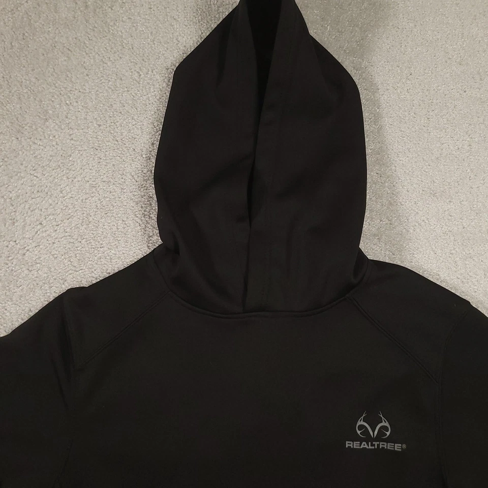 Realtree 连帽衫男式小号黑色性能羊毛衬里套衫拉链口袋 — 第 3/4 张图片