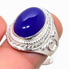 Blue Onyx Gemstone Handmade 925 Sterling Silver Jewelry All Size Ring For Gift