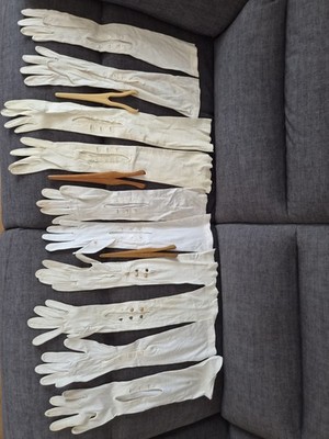 Vintage 5x Kinder Opernhandschuhe verschiedene Größen - 3 Holzhandschuhdehner