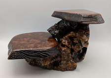 Burl Wood Plant Stand 2 tiered Varnished