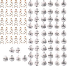 90 Pieces Awareness Ribbon Series Jewelry Charms round Inspiration Dangle Pendan