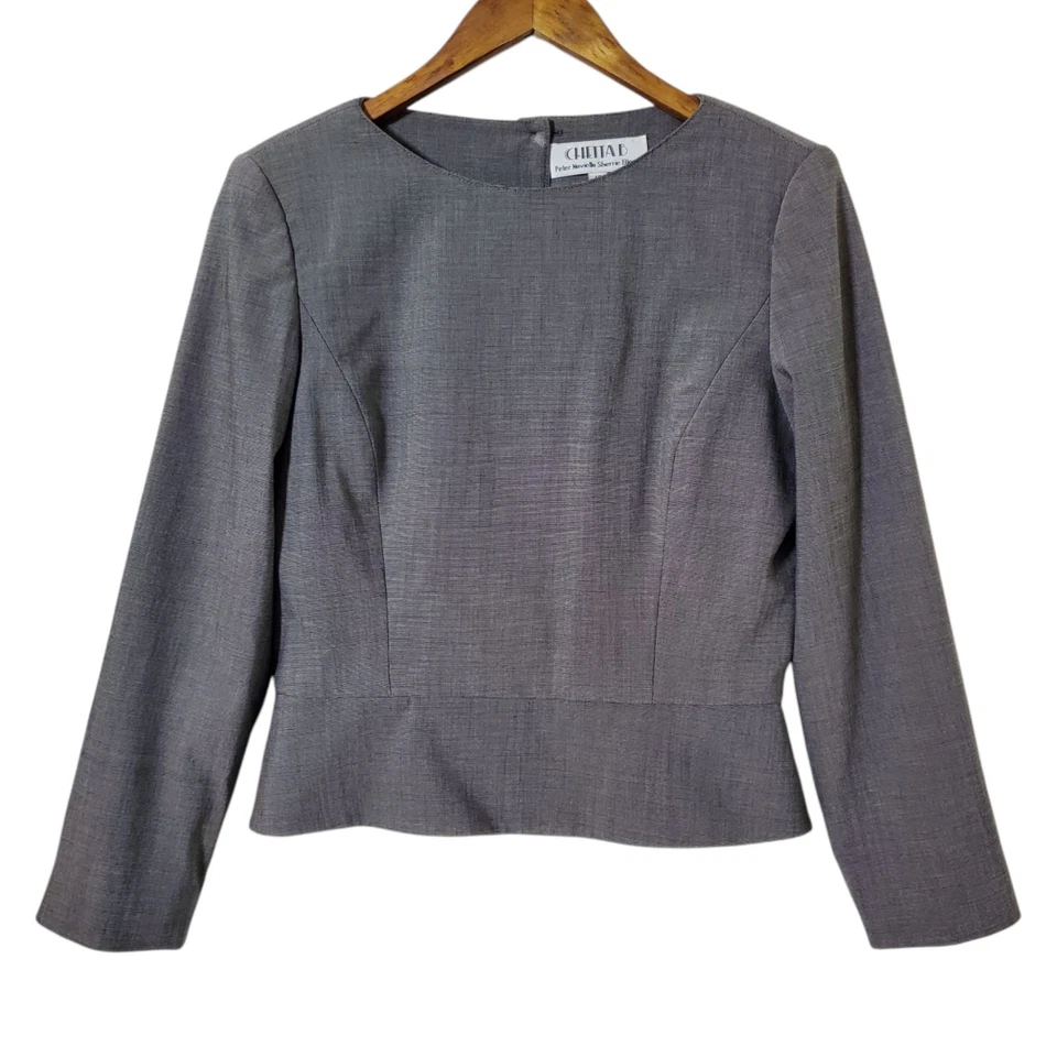 De Colección Chetta B Falda Traje Talla 10 Gris Peplum Botón Espalda Academia Carrera Mujer Foto 2 de 4