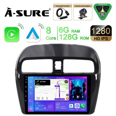 DAB+ 6+128G Für Mitsubishi Space Star  Carplay Android 15 Autoradio GPS Navi SWC