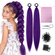 Braiding Hair Extensions Pre Stretched 26 Inch Purple 2 Packs Synthetic for