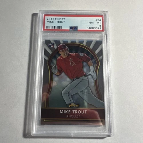 2011 FINEST #94 MIKE TROUT ROOKIE RC PSA 8